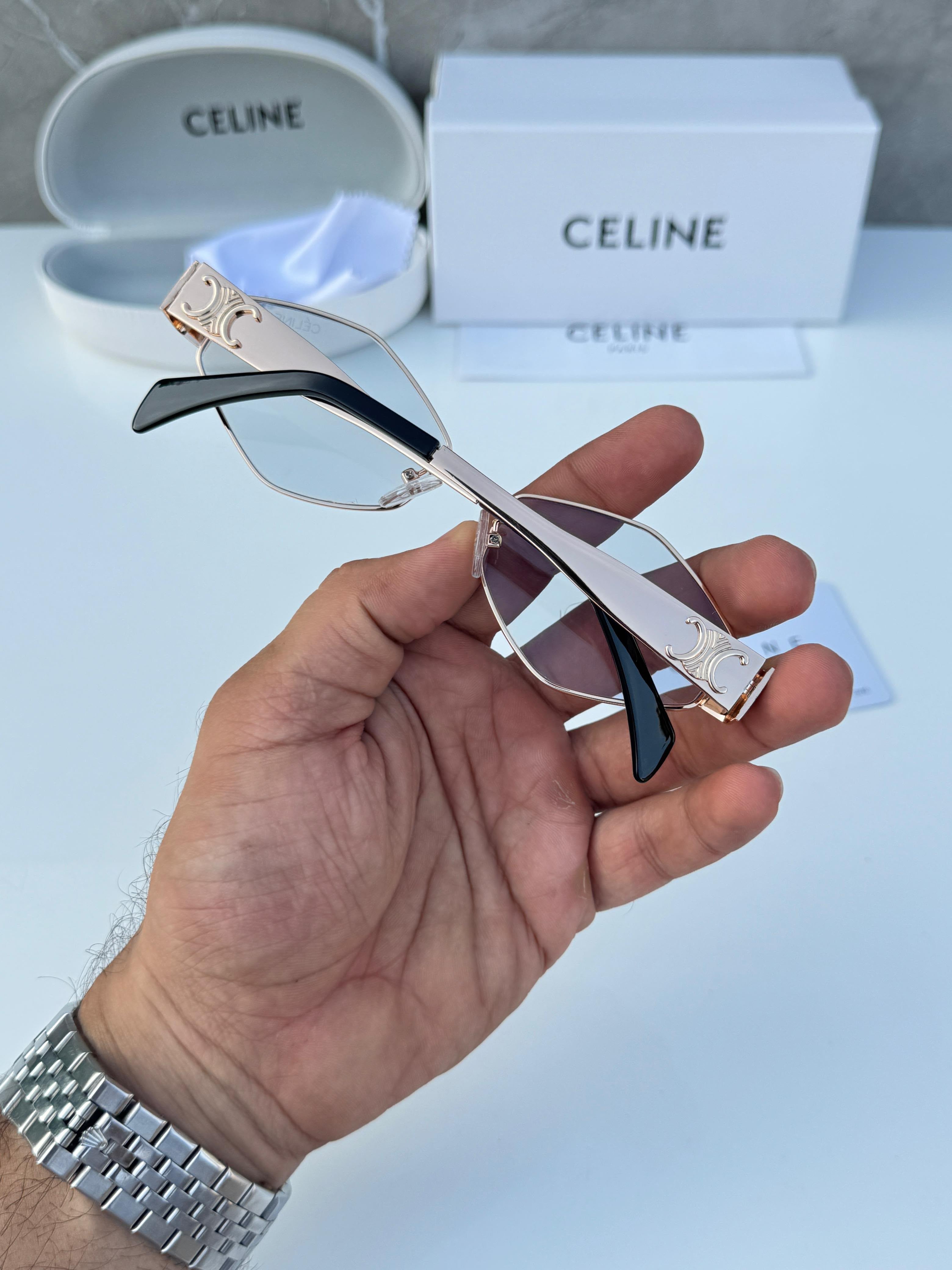 Celin_e gold plano women’s sunglasses with box kit