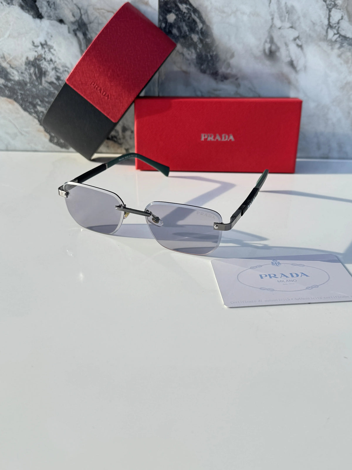 Pra_da black grey shaded premium sunglasses