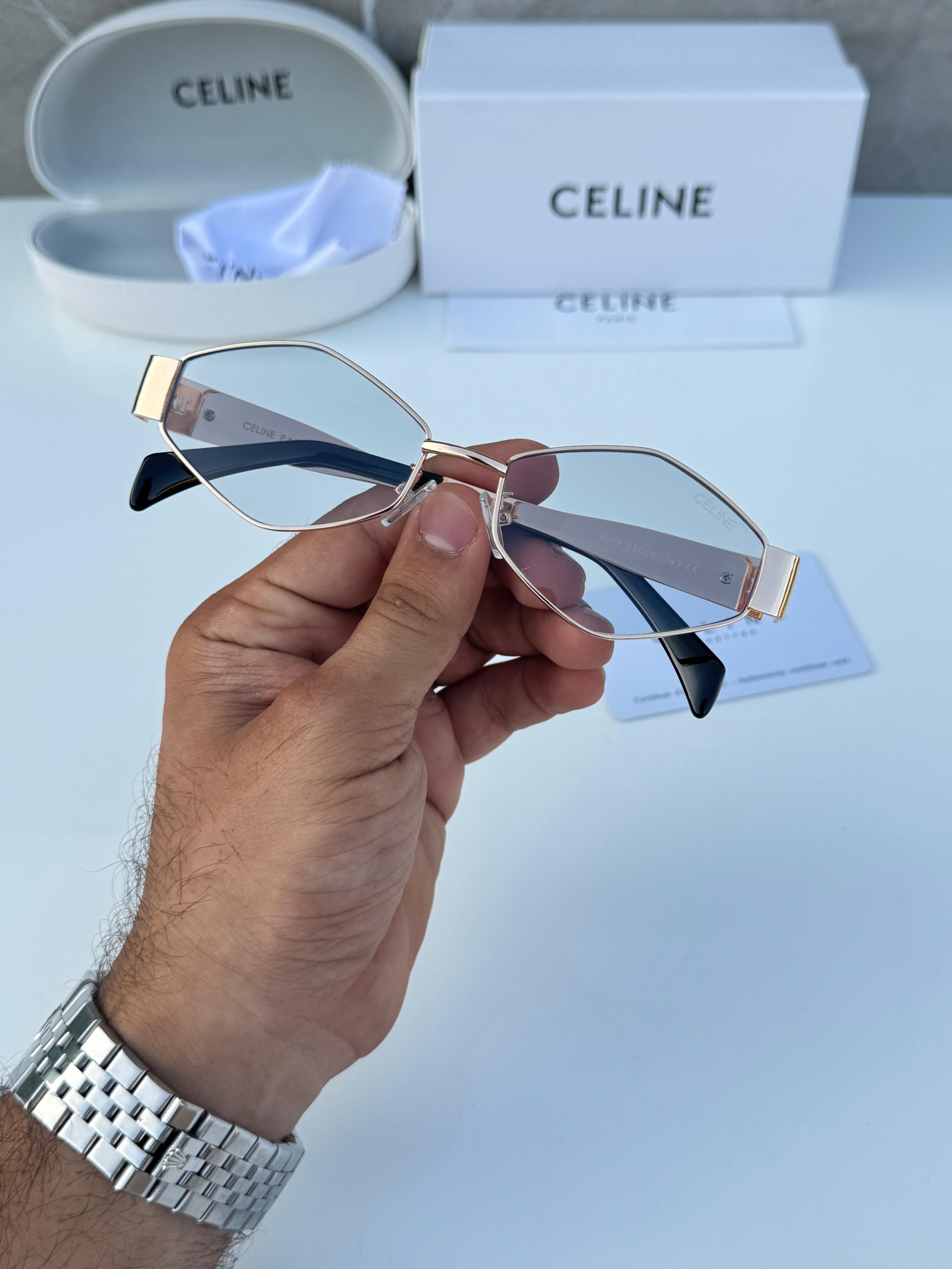 Celin_e gold plano women’s sunglasses with box kit