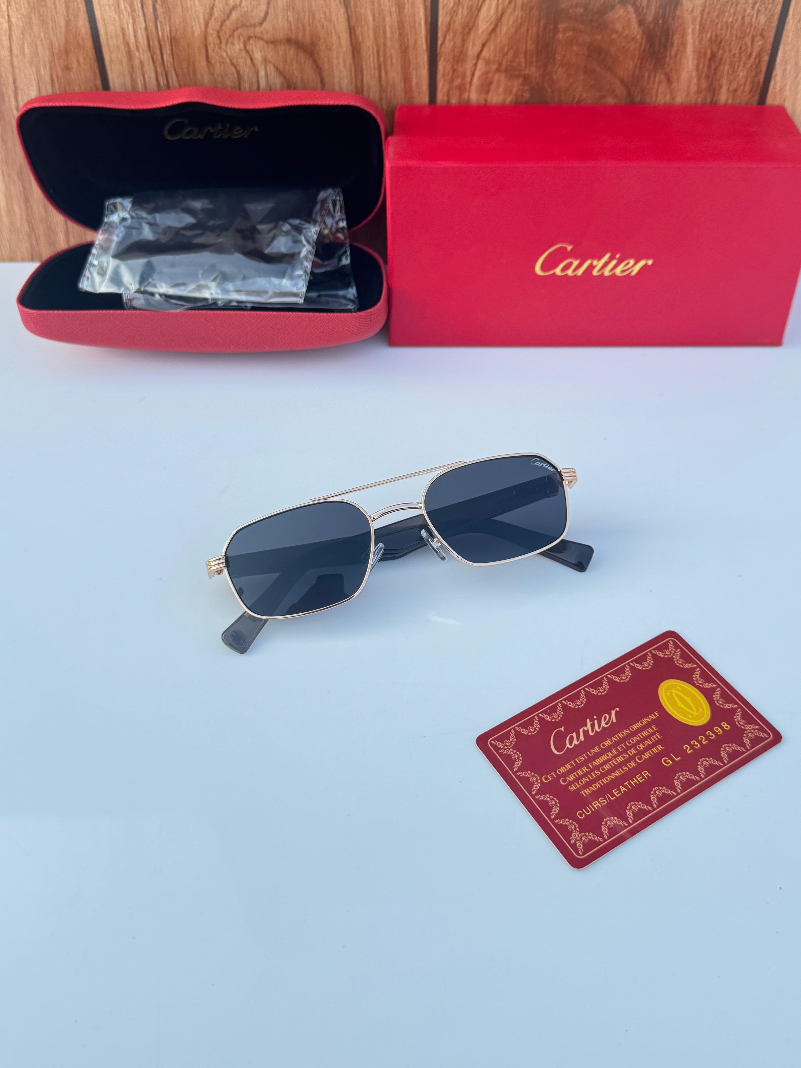 Car_tier black and gold sunglasses with box kit