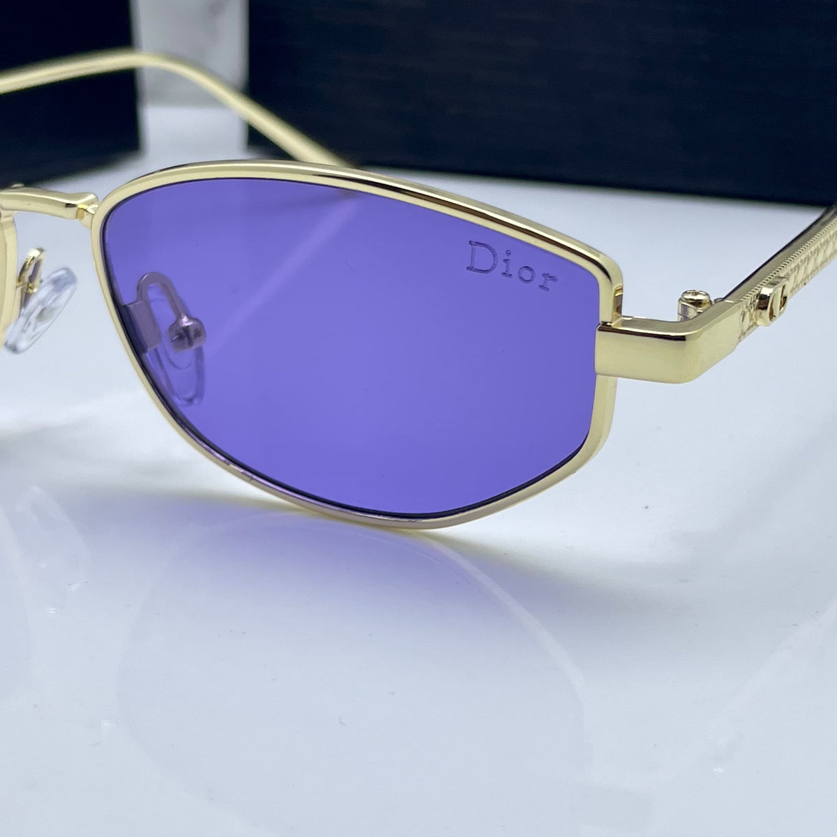 Di_or purple shaded silver sunglasses with original box kit