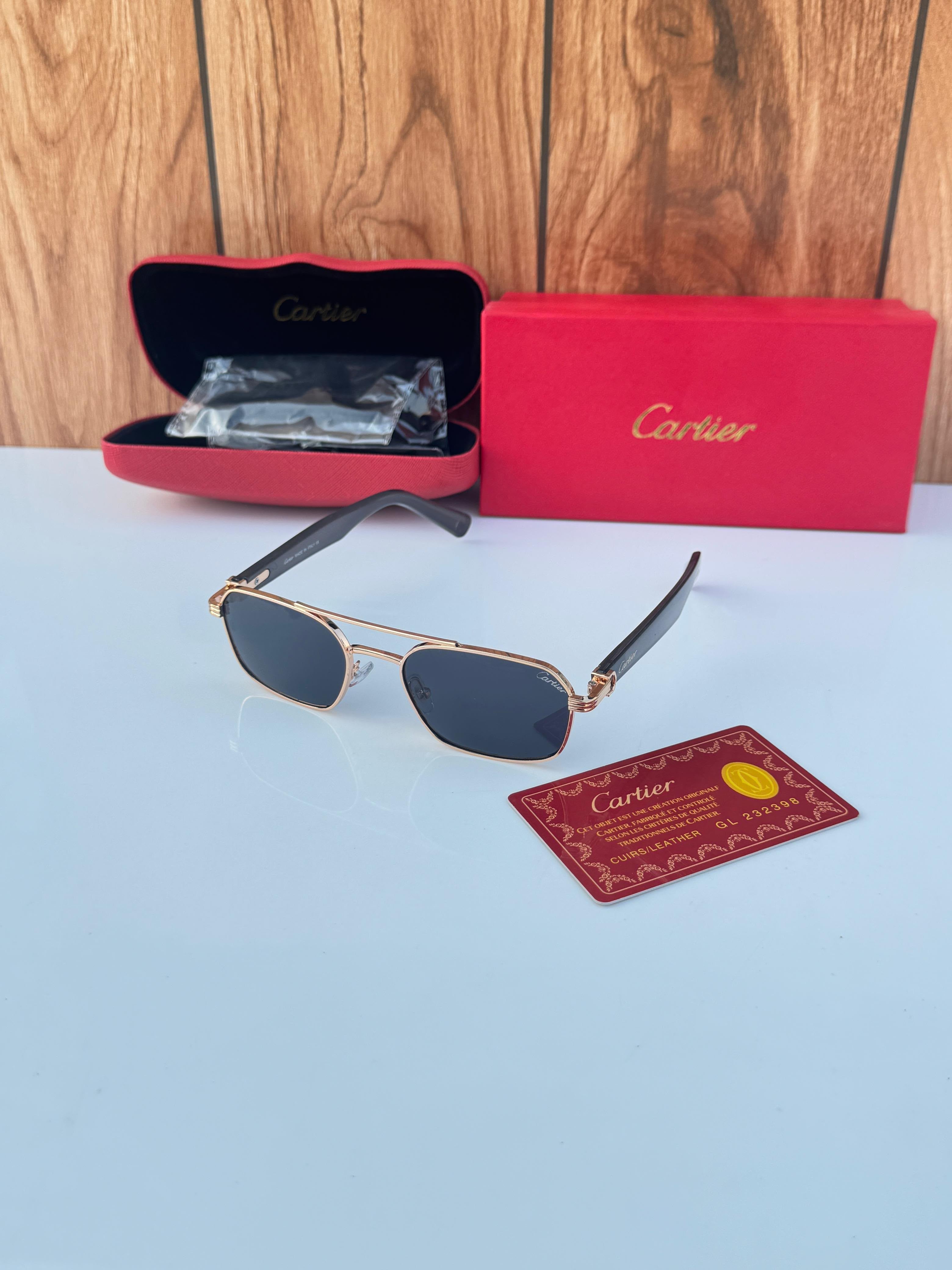 Car_tier black and gold sunglasses with box kit