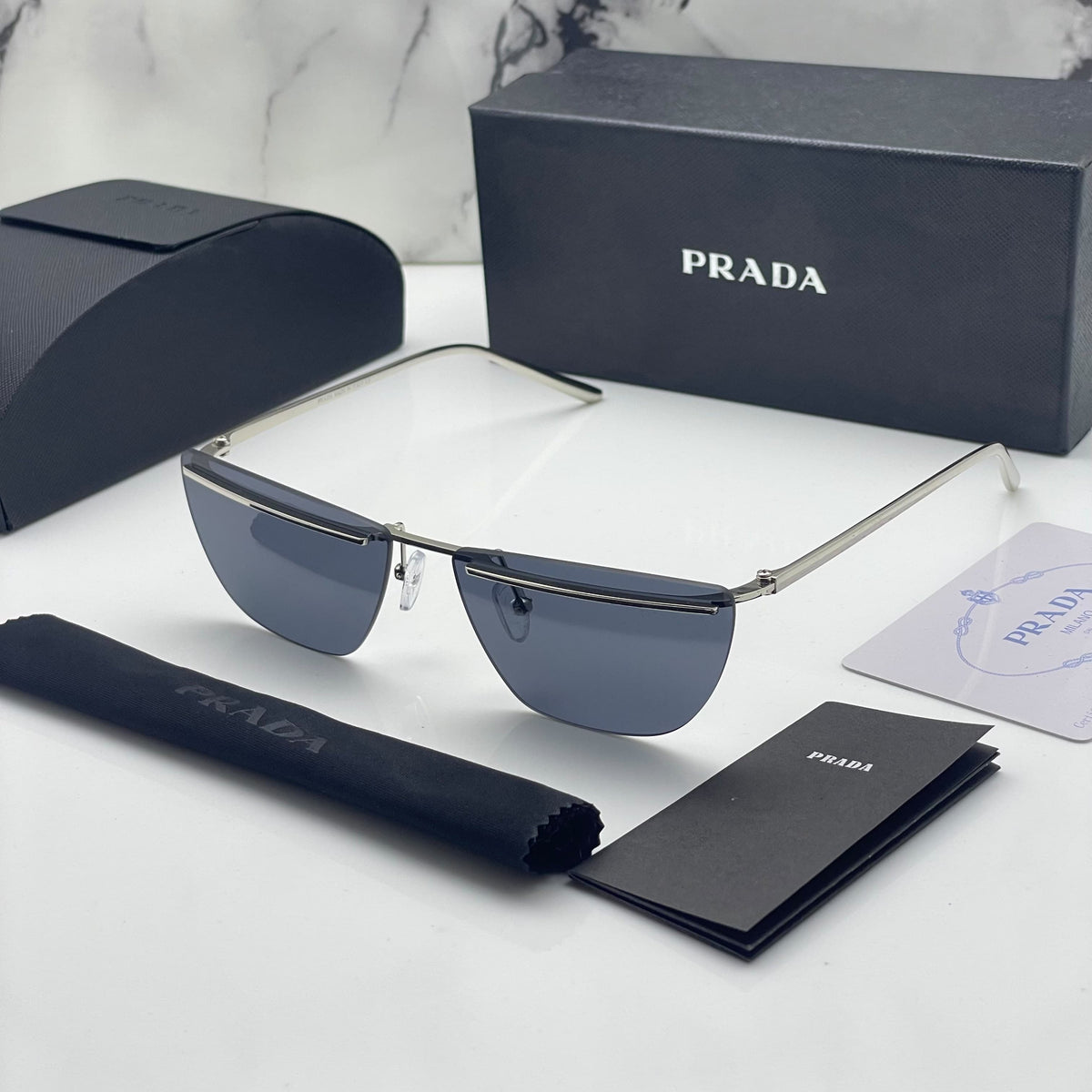 Pra_da black shaded golden sunglasses with original box kit