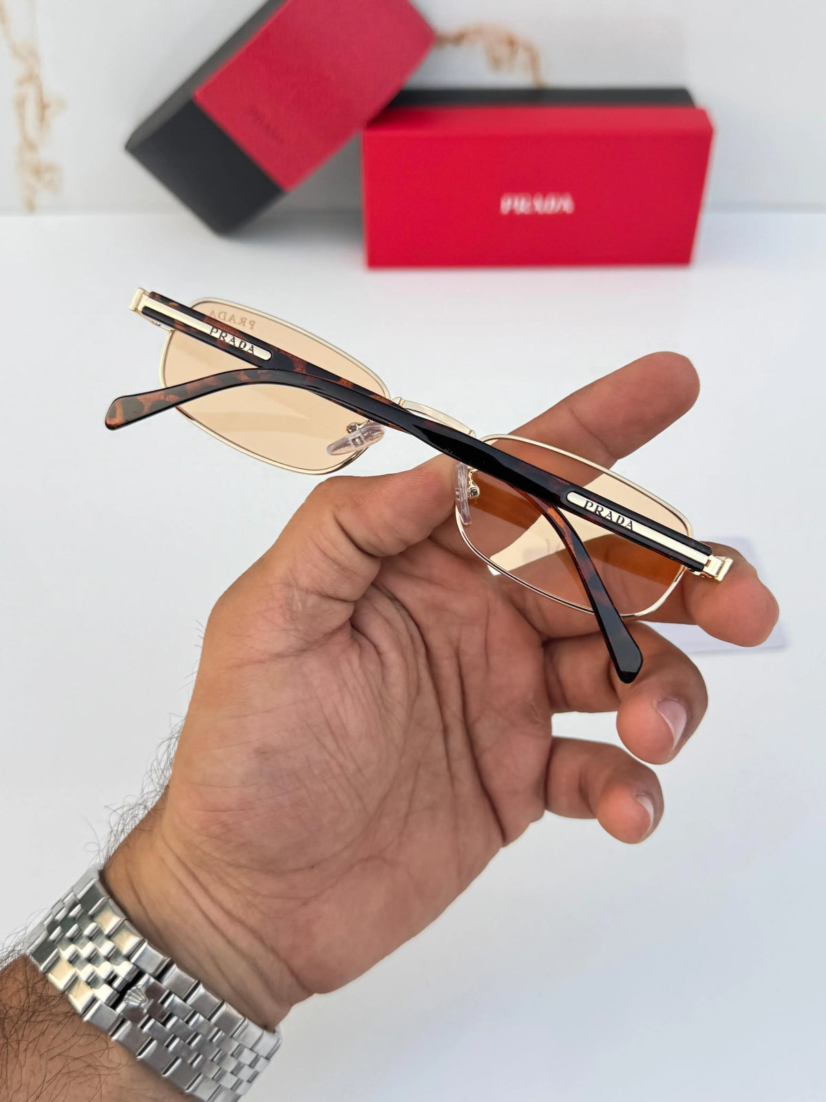 Pra_da yellow shaded black sunglasses 🕶️