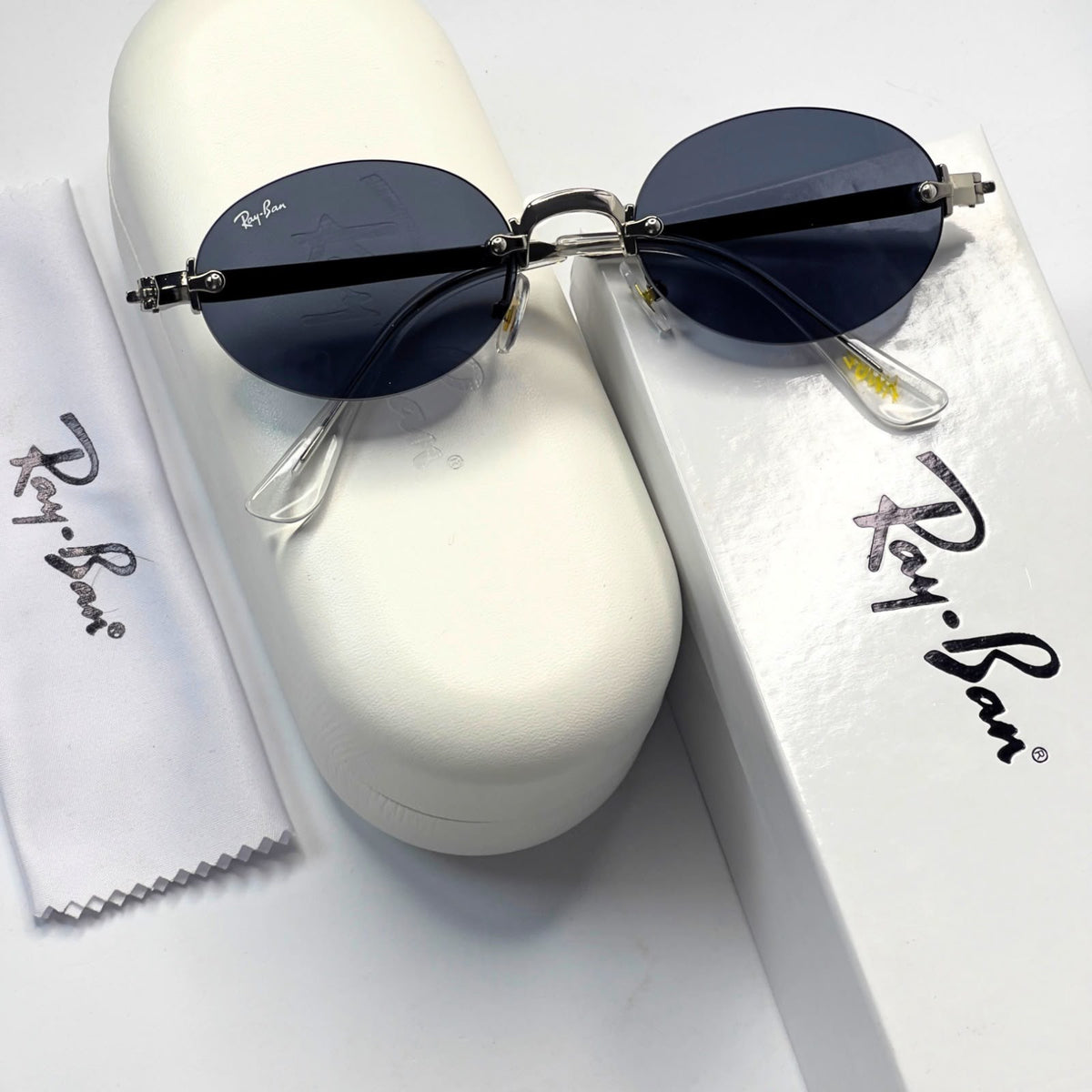 Ray_ban oval black gold sunglasses