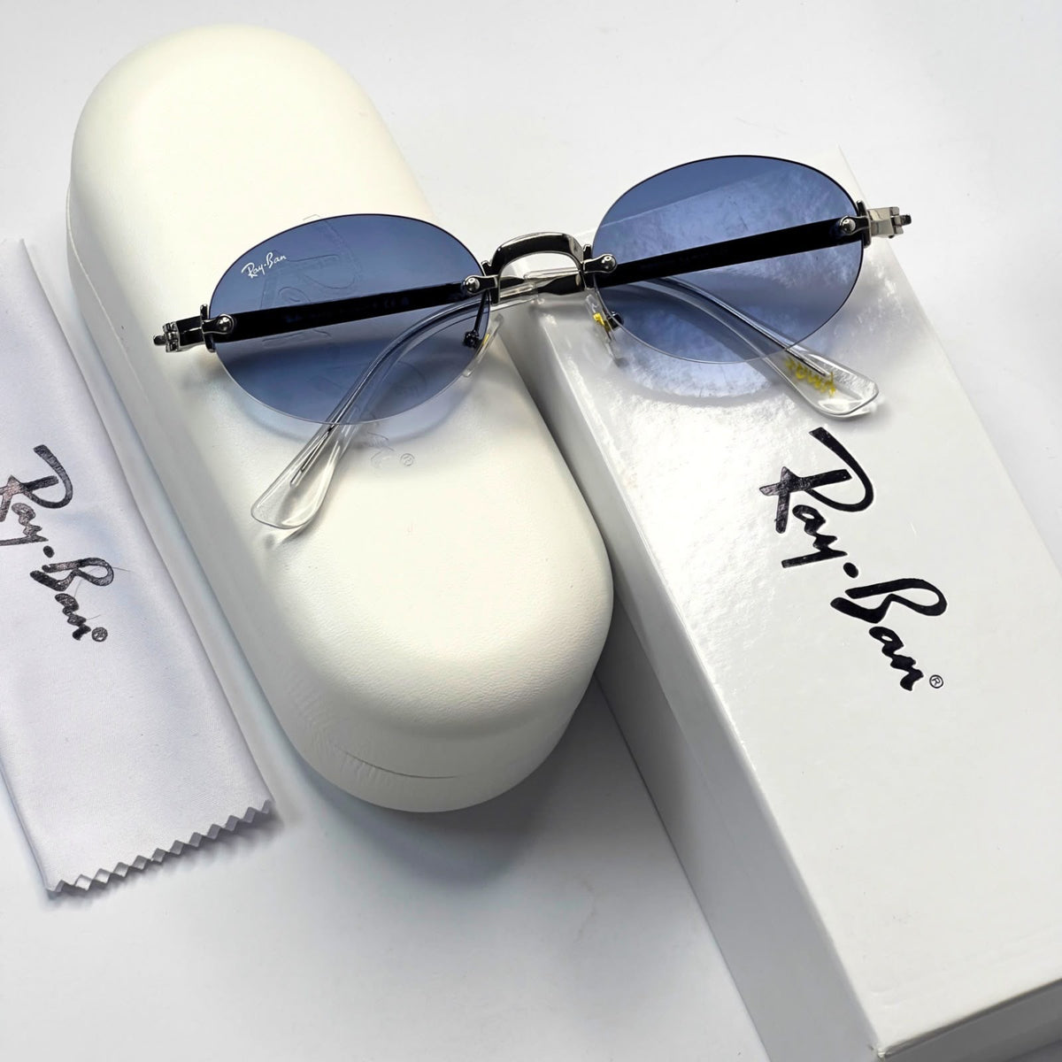 Ray_ban oval blue shaded sunglasses