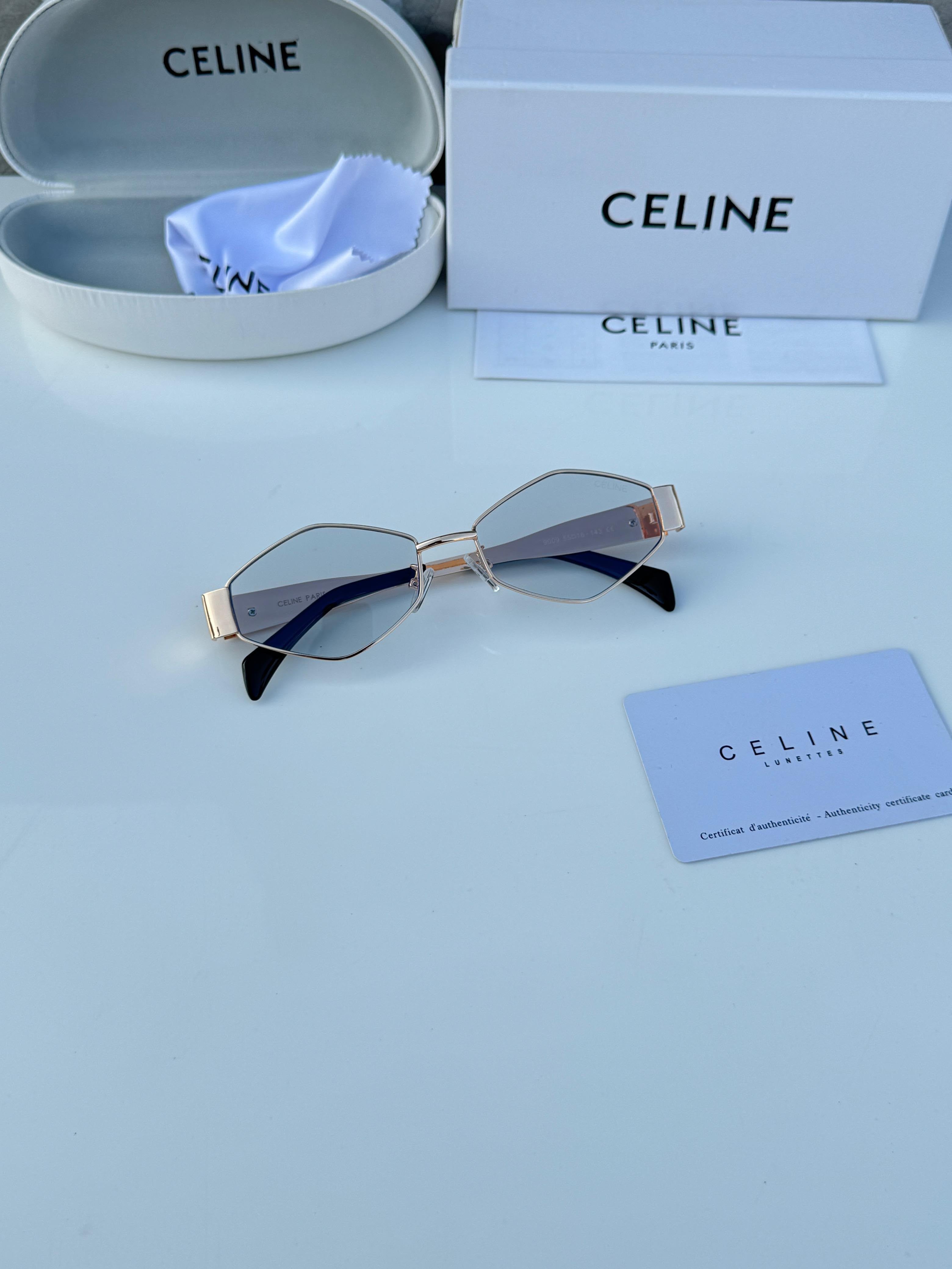 Celin_e gold plano women’s sunglasses with box kit