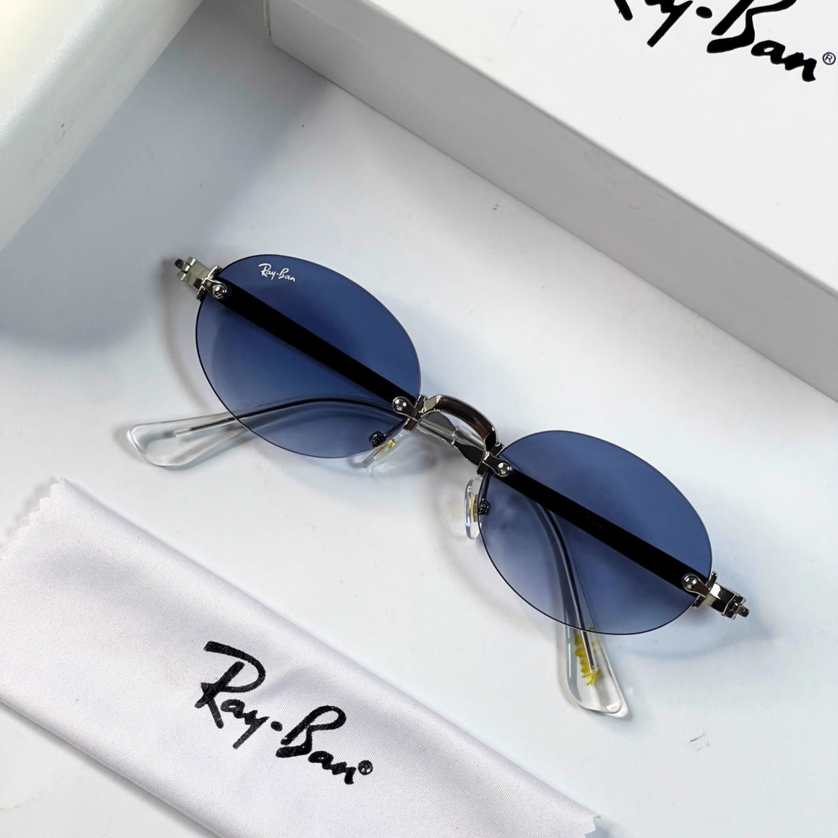 Ray_ban oval blue shaded sunglasses