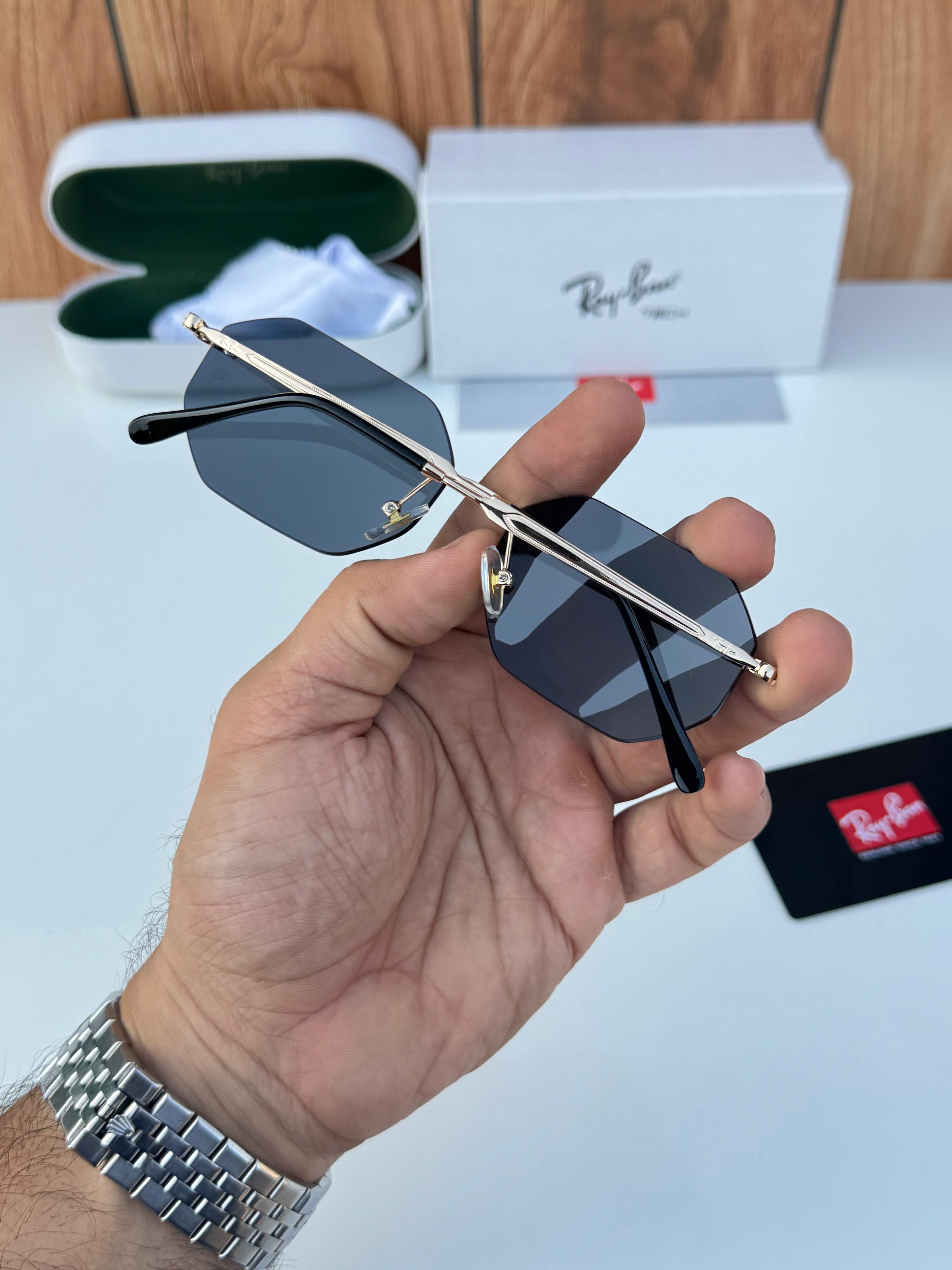 R_ay_ban unisex premium gold black sunglasses 🕶️