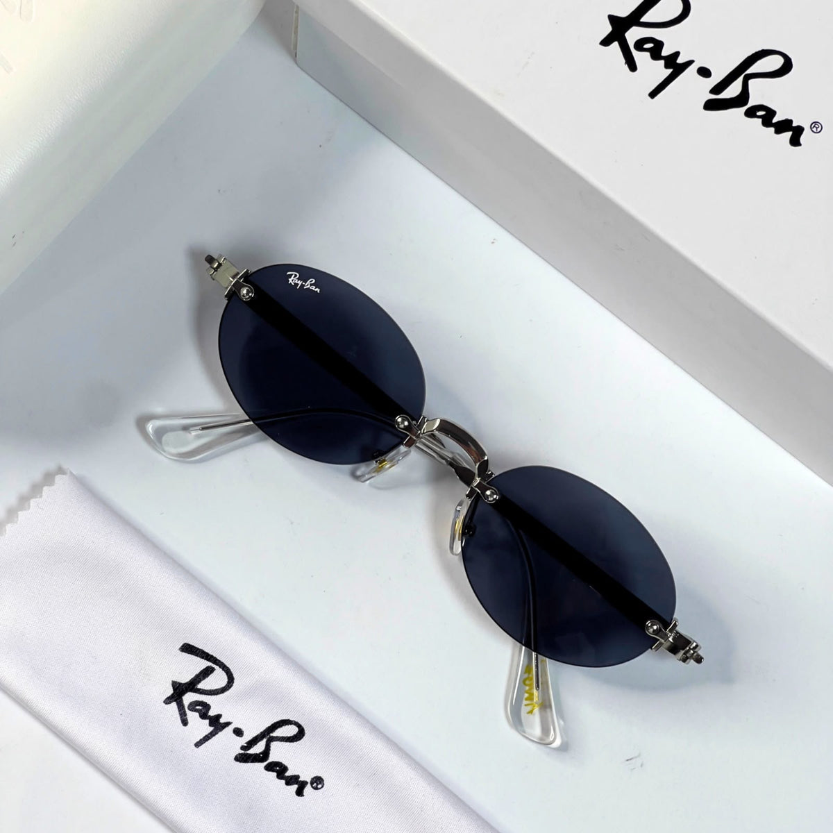 Ray_ban oval black gold sunglasses