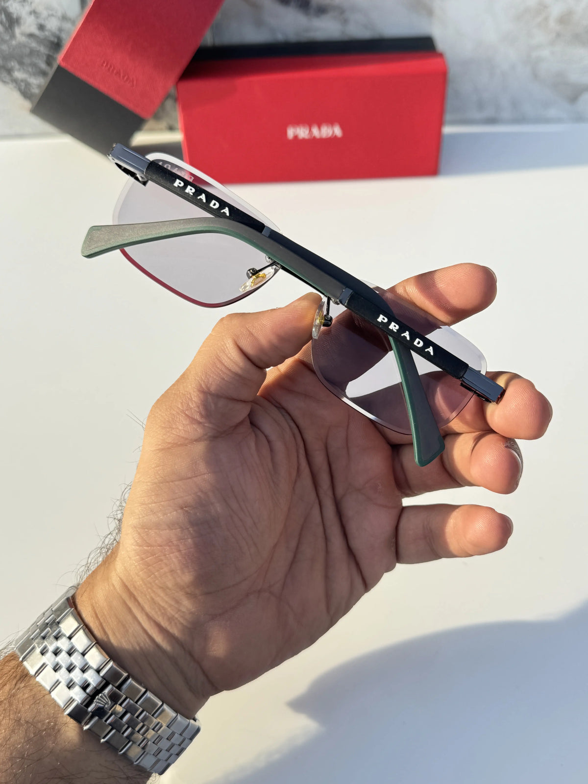 Pra_da black grey shaded premium sunglasses