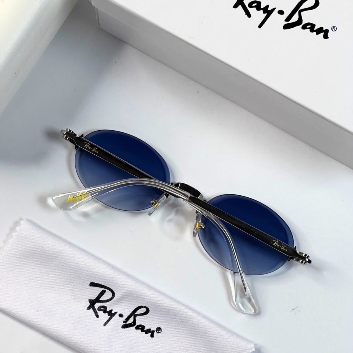 Ray_ban oval blue shaded sunglasses