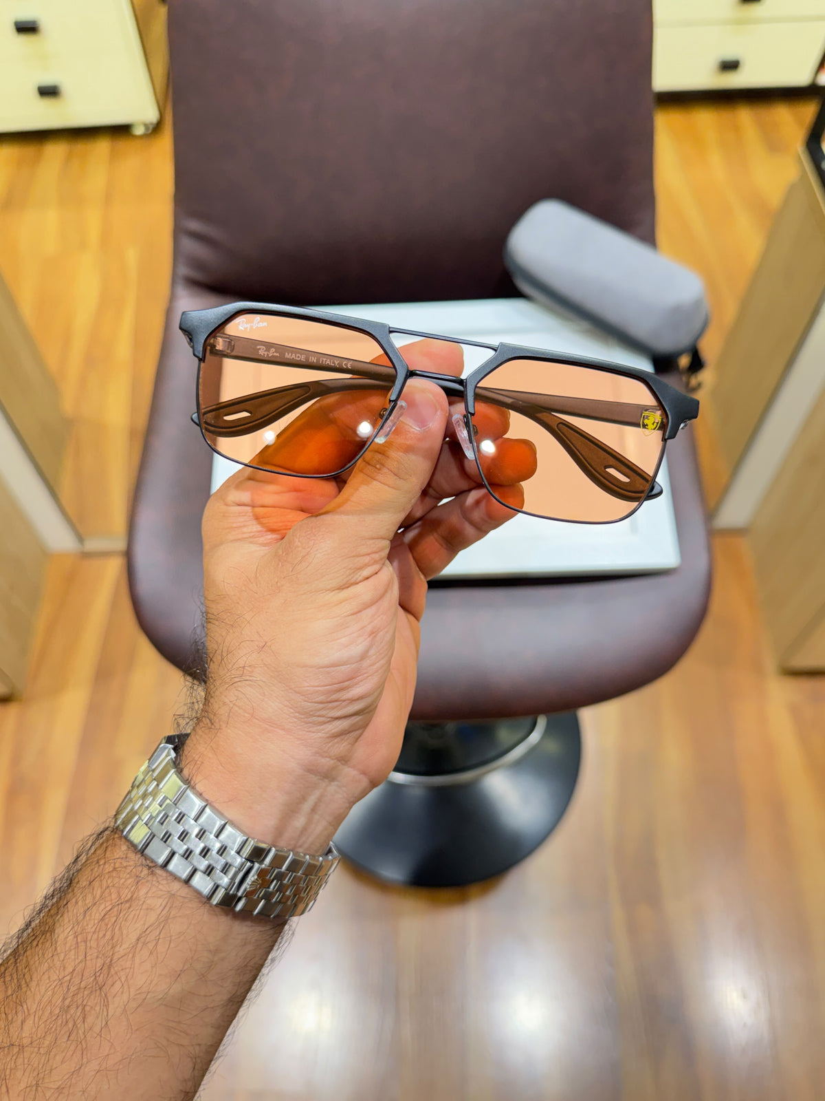 Ray_ban orange shaded grey sunglasses