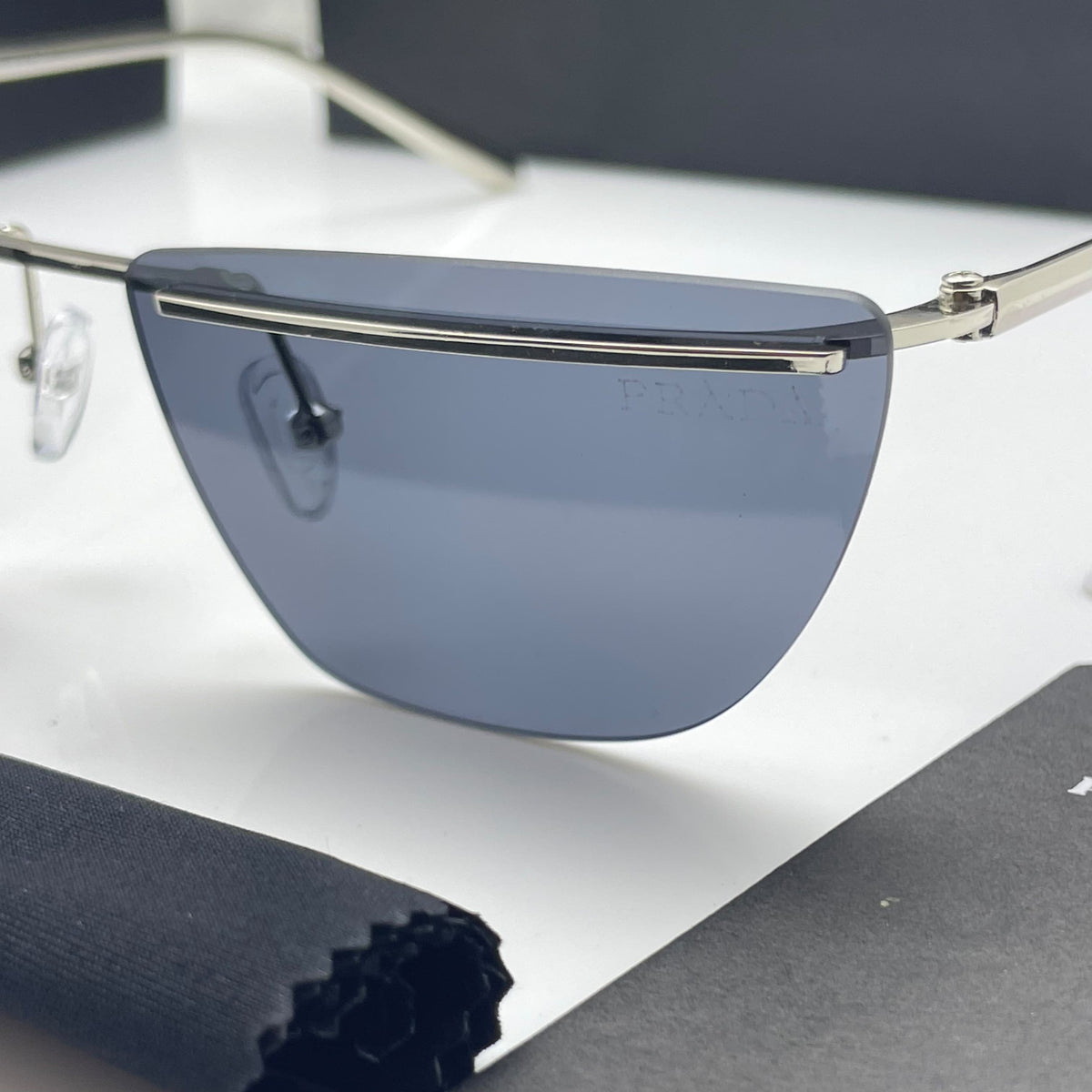 Pra_da black shaded golden sunglasses with original box kit
