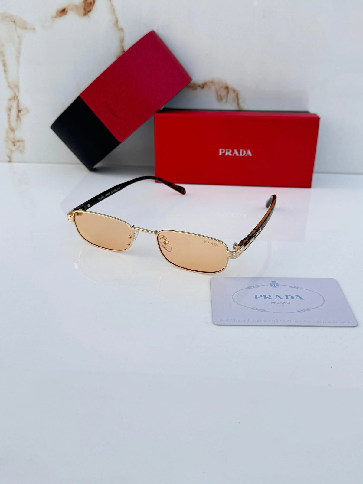 Pra_da yellow shaded black sunglasses 🕶️