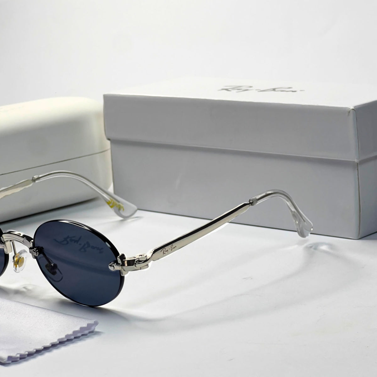 Ray_ban oval black gold sunglasses