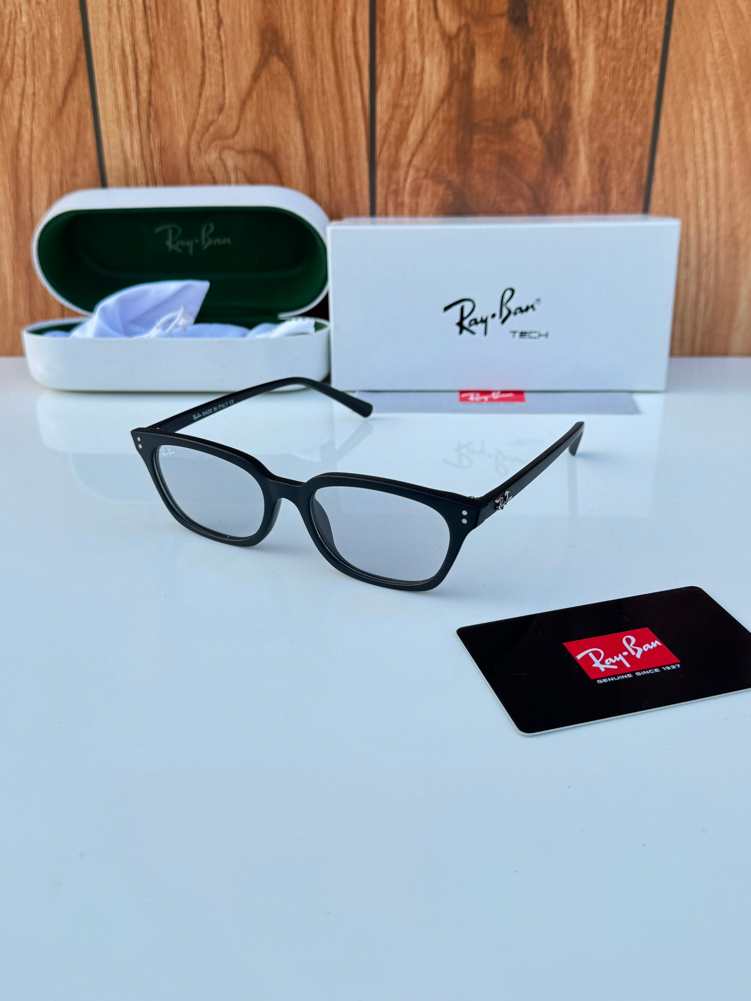 Ray_ban black plano unisex with box kit