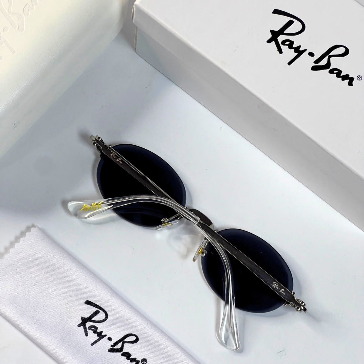 Ray_ban oval black gold sunglasses