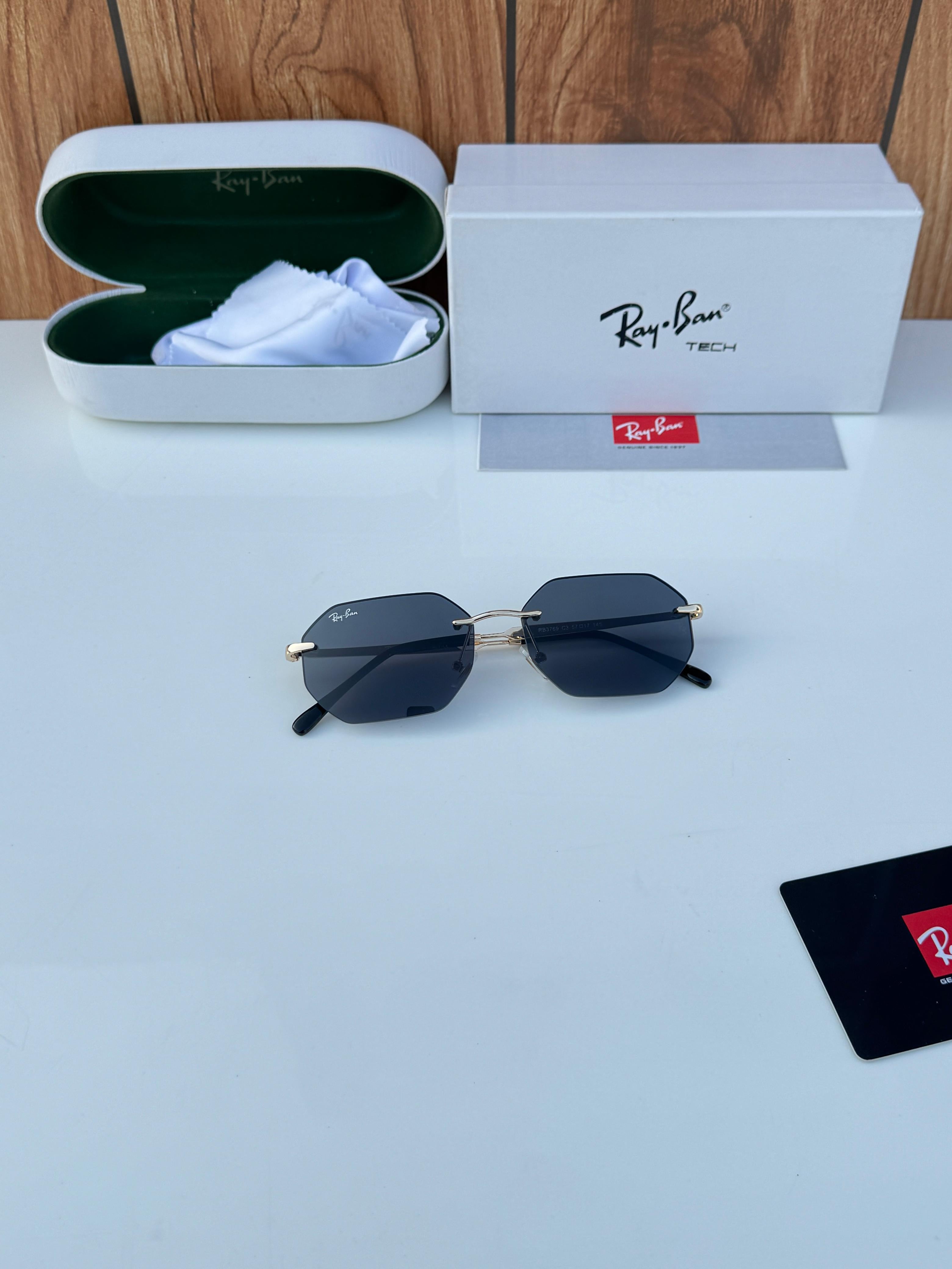 R_ay_ban unisex premium gold black sunglasses 🕶️