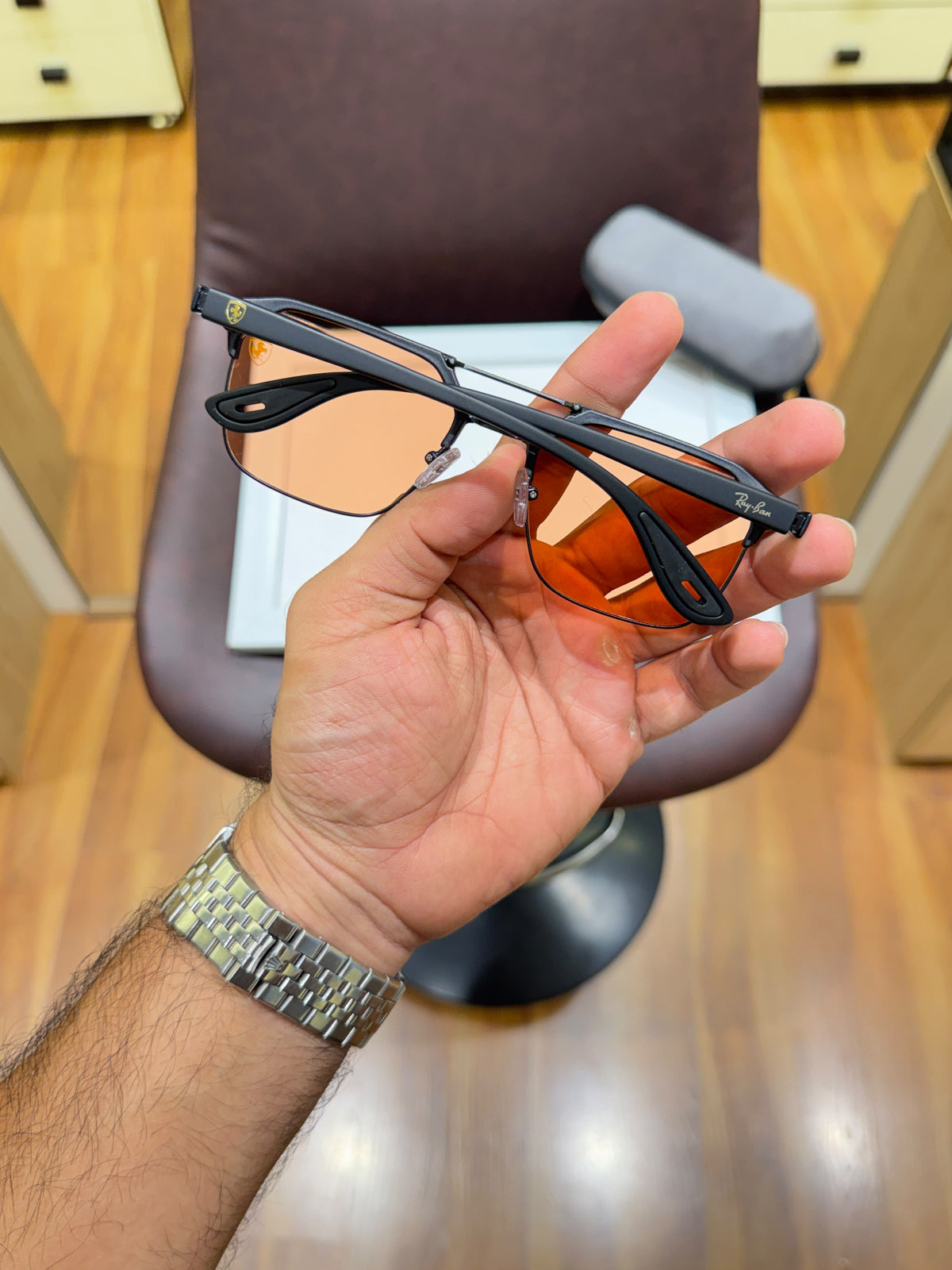 Ray_ban orange shaded grey sunglasses