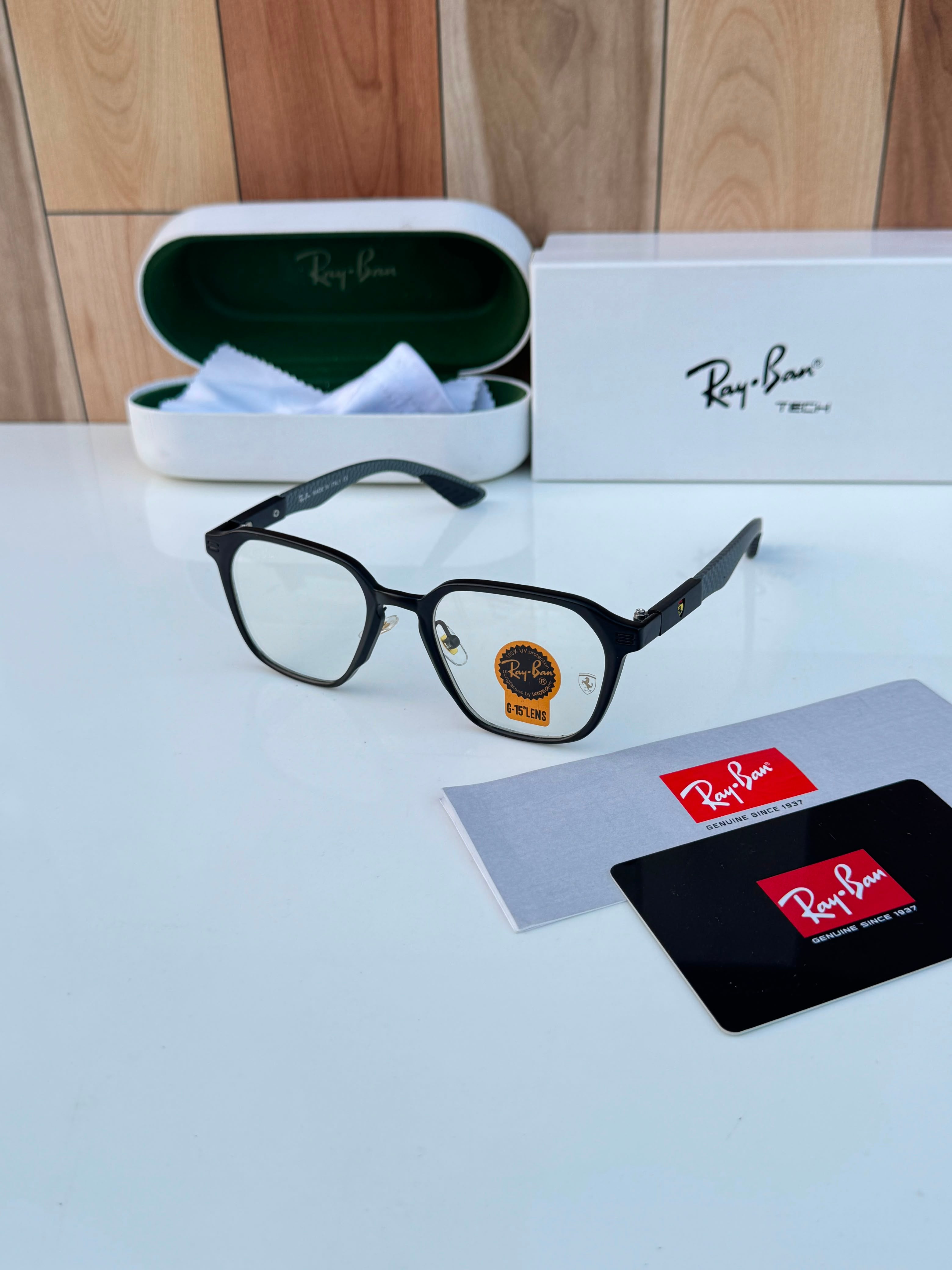 Ray_ban black unisex plano with box kit